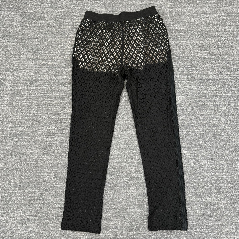 See by Chloe Pants Women 4 Black Lace Eyelet Pull On Pin Up Vamp Designer Mesh